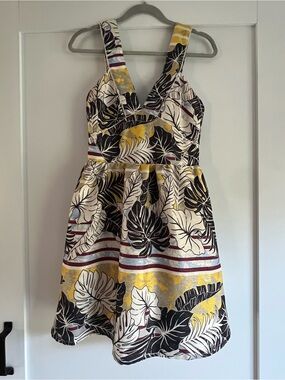 H&M Yellow, Black, Cream Tropical Print Sundress